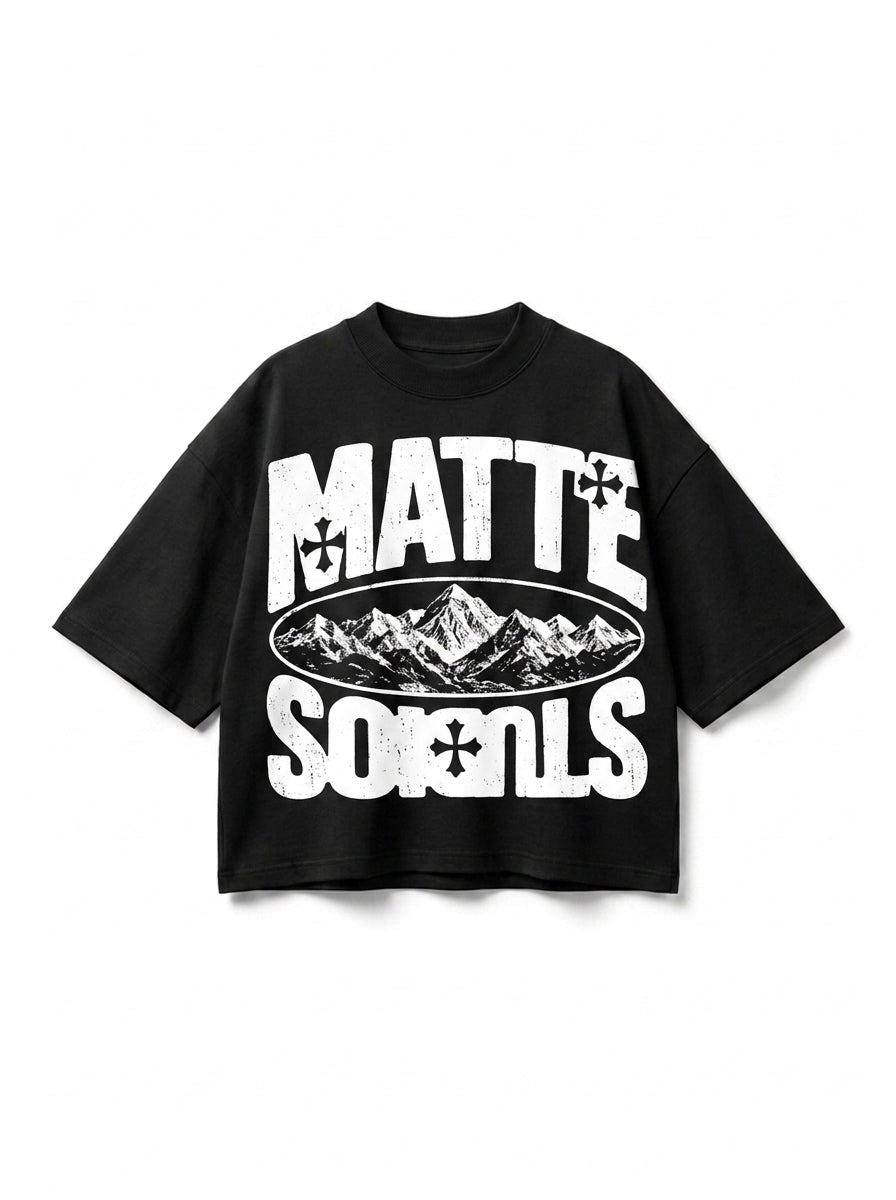 Matte Socials Crop Tee Black